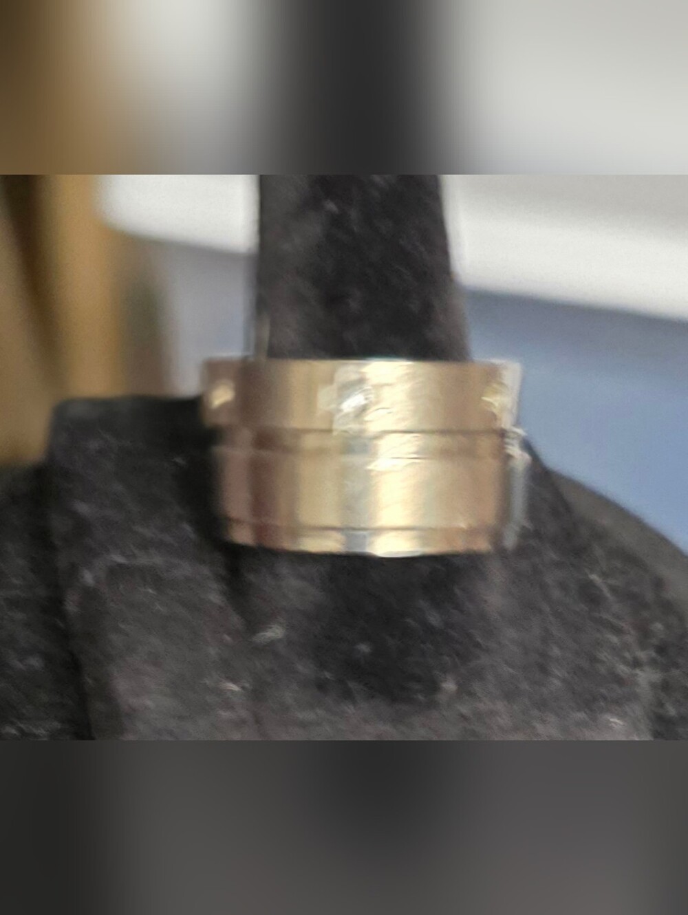 Wedding And Engagement Band One with Crystal Accents - Titanium - Picture 3 of 3